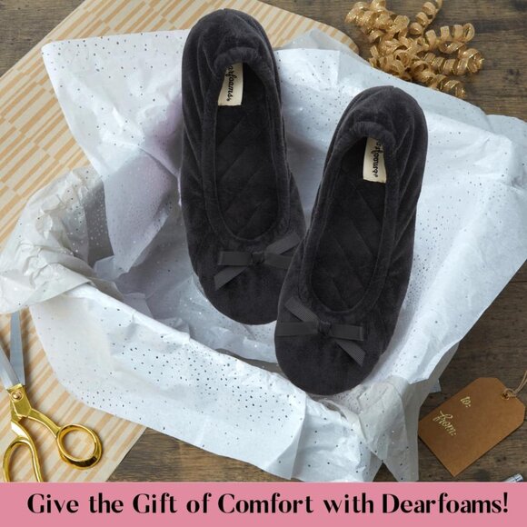 Trendy Women's Layla Ballerina Slippers with Soft Bow & Suede Sole, Size 11-12 - Picture 5 of 6